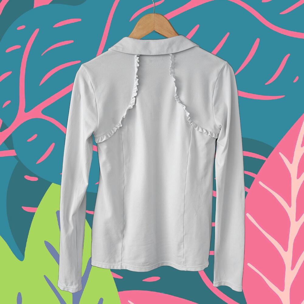 Lilly Pulitzer UPF 50+ Luxletic Martina Long Sleeve Polo Small White Golf - Picture 6 of 7
